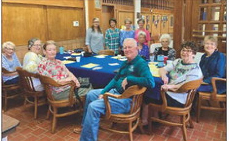 Childress Regional Medical Center (CRMC) Board of Directors Member James Driver, center, presents at the first Modern Home Club meeting following summer break Thursday, Sept. 21 at Childress County Heritage Museum. Courtesy Photo