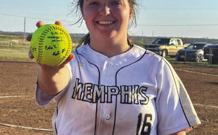 Memphis’ Kali Murphy homers against Munday Friday, March 22, leading the Lady Cyclones to an 11-1 victory. Photo Courtesy of Memphis ISD