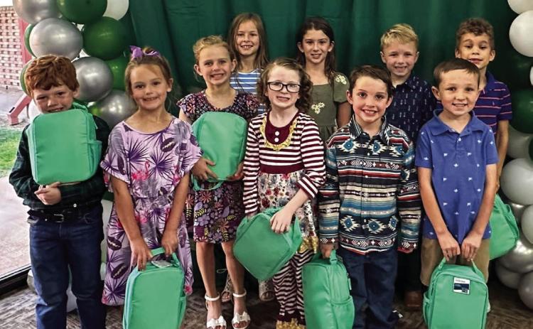 From left: Rayden Schaefer, Cayzlee Willis, Charlotte Rister, Ruth Parker, Hartlee Boedeker, Gabriel Whitten, Logan Keys, Cord Seal, Jack Sanford.