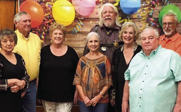 Members of the Wellington High School Class of 1965 celebrate 75 years with a recent party at Quartz Mountain Lodge, located in Lone Wolf, Okla. Front, from left: Wayne and Glenna Taylor Barton, Alcie Estes, Skippy Duncan. Back, from left: Ray Floyd, Kenneth McClendon, Judy Smith Cooney, Fred Peters, Anna Kay Kelso Lockridge, Adam Garcia, Lanny Ford. Not pictured: Kenneth Patterson. Special to The Sun Courtesy Photo