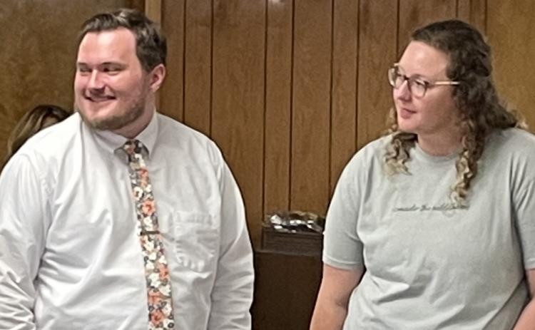 Neil and Alyssa Stidolph say farewell to the Bowie St. Church of Christ congregation on Sunday, May 25. Courtesy Photos