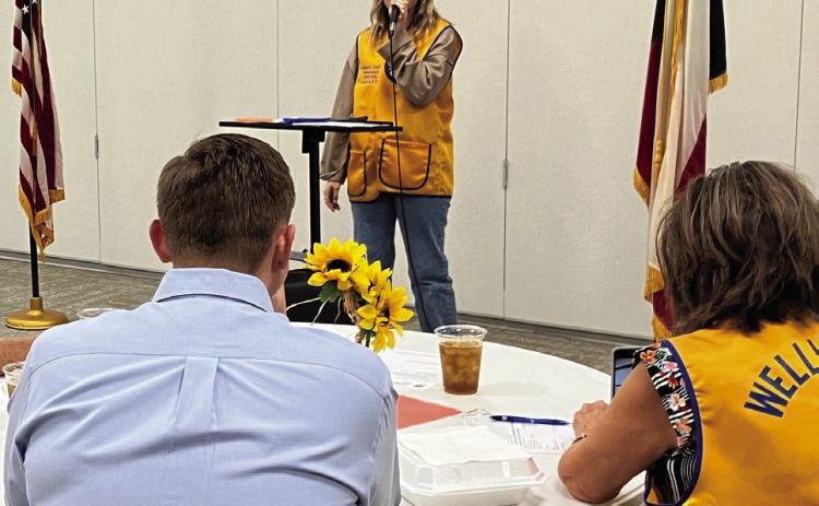 Wellington Lions Club Sweetheart Summer Neufeld performs five of her favorite vocal selections during the Monday, Sept. 18 meeting. The Red River Sun/Bev Odom