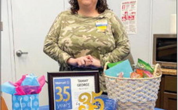 Tammy George recently celebrates her 35-year anniversary with Walmart. “I love my store,” George said. Photo Courtesy of Walmart