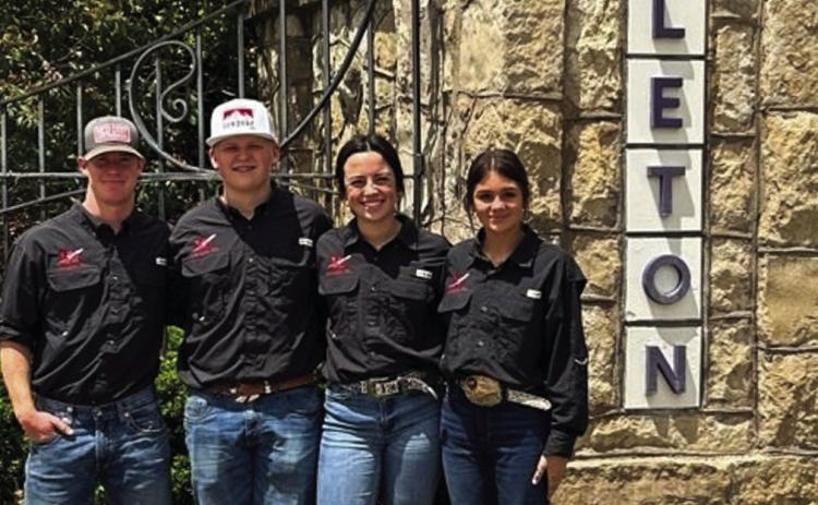 Senior Barret Phillips, left, sophomore Trenton Wright, senior Summer Owens and freshman Heather Peters represent Wellington FFA at the recent state Land Judging contest, hosted by Tarleton State University. Courtesy Photo
