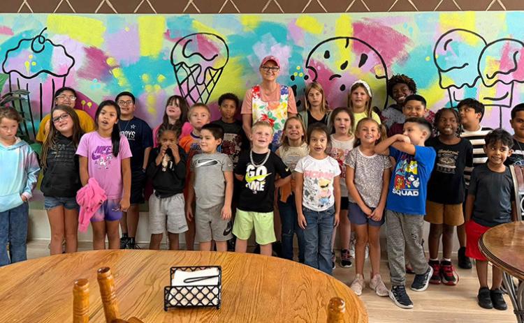 Austin Elementary students who met their first six-weeks AR point goal and accuracy goal enjoyed a field trip to Stocking’s Ice Cream Parlor in Clarendon, sponsored by K. Huddleston. MISD PHOTO