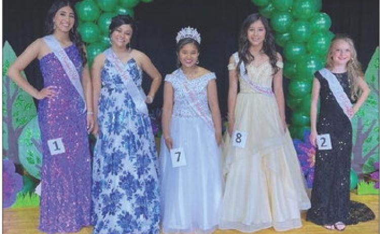 The 2023 Teen Miss Wellington court is comprised of fourth runner-up Valerie Cruz, left, second runner-up Brooklyn Luna, Queen Demi Massey, first runner-up Hazel Estrada and third runner-up Hartley Kane. Courtesy Photos