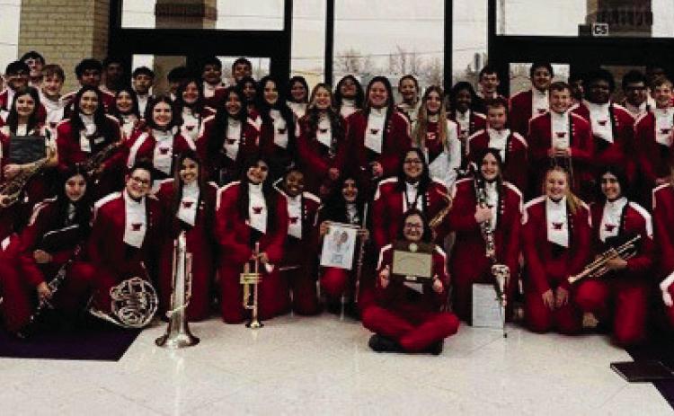For Rocket Regiment Director Justin Mixon’s last contest before he departs for his new Wellington City Manager position, the band competed in the Spring UIL Contest in Panhandle on Tuesday March 4, earning scores of 2-1-2 for the on-stage performance, and 1-1-1 for sight reading. Rocket Regiment