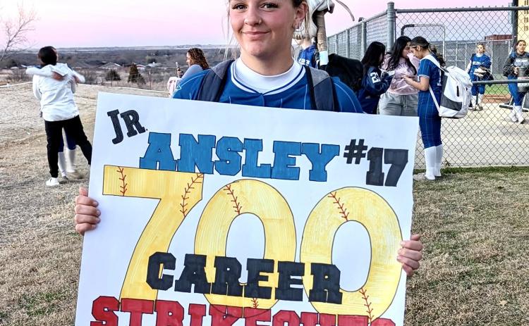 Childress’ Ansley Parr hits a career milestone of 700 strikeouts Friday, Feb. 20, as the Lady Cats compete in the Randall Tournament in Amarillo. Childress Bobcat Boosters