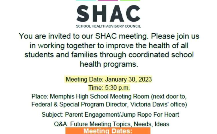 School Health Advisory Council meeting rescheduled