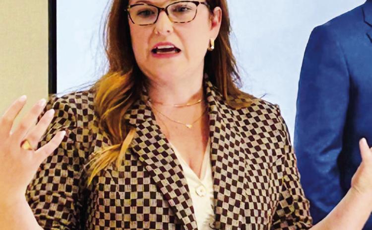 IREN Community and Employee Relations Manager Nicole Dill, of Childress, describes the Bitcoin industry to Collingsworth County Retired School Personnel at their recent meeting. Courtesy Photo