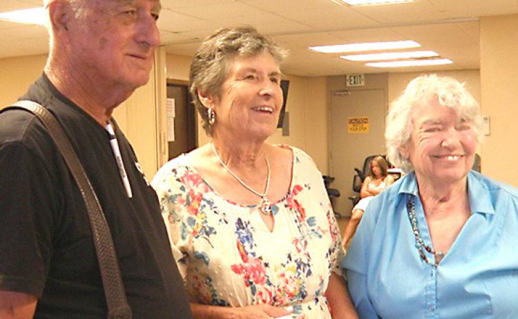 Lila Holman Hoobler, center, joins the Holman Octogenarian Club, with Robert Holman, 83, and Grace Holman, 84. COURTESY PHOTO/SUZANNE OVERTON