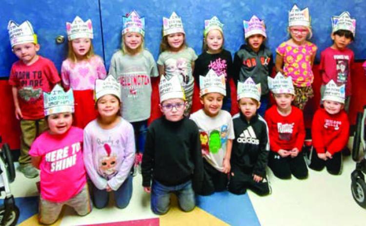 Head Start students observe 100 days of school by creating special crowns with the text, “I’m 100 days smarter.” Courtesy Photos