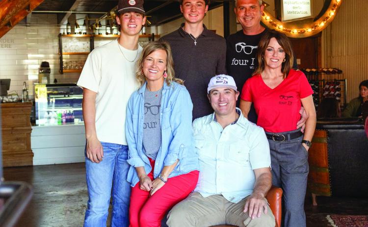 The Four I’s Winery tasting room, where family history and heritage meet the art of exceptional wine grape growing, is now open. Standing, from left: Lawson Inman, Bo Inman, Brandon Inman, Arica Lott. Sitting, from left: Amy Inman, Luke Inman Sydney Brickel Photography