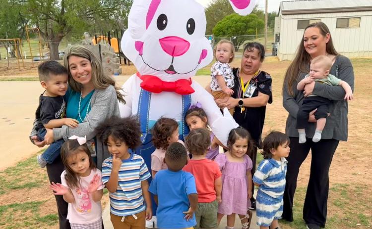 Easter Bunny greets students