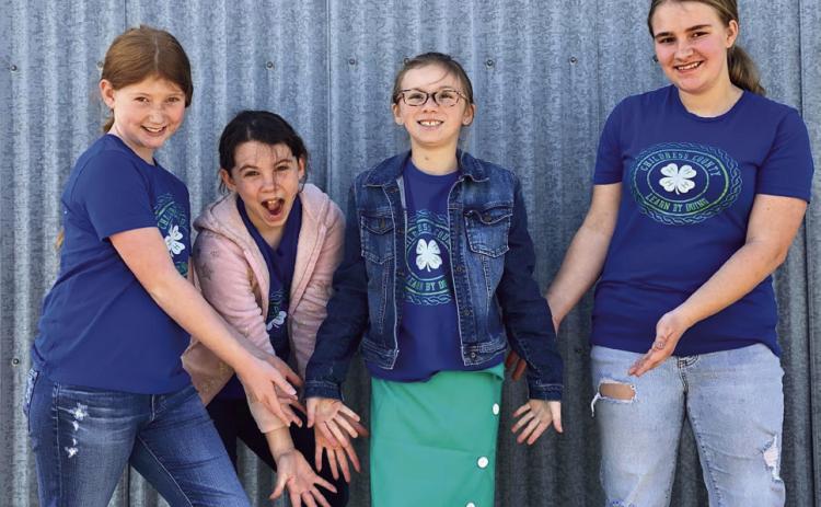 Childress County 4-H members, including Liesel Schaefer, Libby Sanford, Miranda Henry and Aubrielle Nelson, compete in the recent Duds to Dazzle competition. Photo Courtesy of Childress County 4-H
