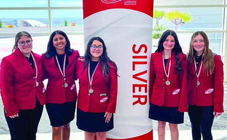 ChildressHighSchoolsophomoreKimiWard,secondfromright, is running for a position on the Family, Career and Community Leaders of America (FCCLA) Regional Officer Team. Courtesy Photo