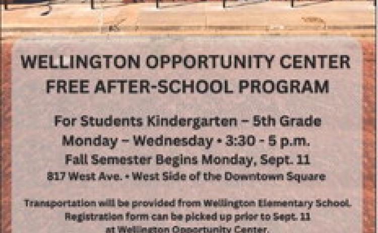 Wellington Opportunity Center, Inc. (WOCI) opens its doors for the fall session Monday, Sept. 11. Registration forms can be picked up from Director Amanda Garza at WOCI. Courtesy Graphic