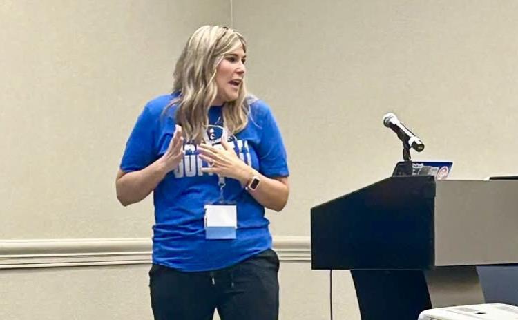 Childress Head Lady Cat Volleyball and Softball Coach Charlsi Bozeman gives a lecture, titled “Developing Confidence at the Plate,” at the 2025 Texas Girls Coaches Association (TGCA) Summer Clinic Monday, July 14-Thursday, July 17 in Arlington. Courtesy Photo