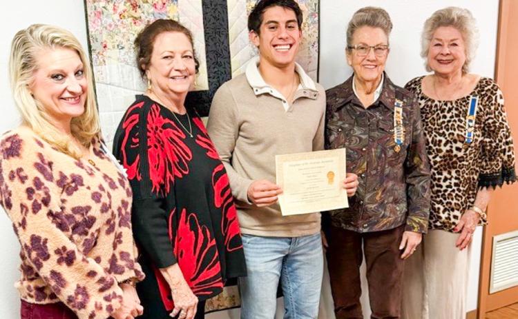Wellington High School senior Noah Cantu receives recognition as the La Paisana Chapter of the Daughters of the American Revolution 2026 Good Citizen. From left: Czrena Watts, Margret Wood, Cantu, Sharon Starkey, Vada Wood. La Paisana Chapter of the Daughters of the American Revolution