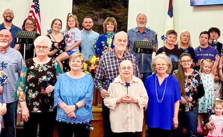 On April 26, the Wellington Church of the Nazarene congregation observes Blue Sunday. With April being Child Abuse Prevention Month, members took time to pray for abused children on this special occasion. “Pray they are placed with caring people, that their minds and bodies can heal, that they find hope and for those who rescue them,” Pastor Leah Fort said. COURTESY PHOTO