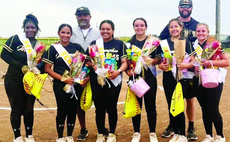 The Memphis Lady Cyclones celebrate senior night Friday, April 18 in Memphis. Memphis ISD