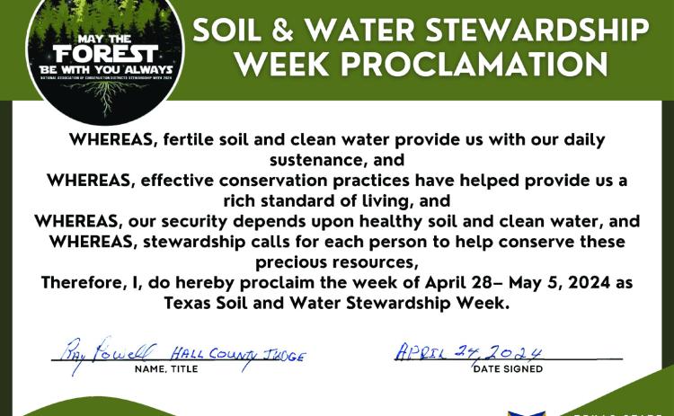 Hall-Childress SWCD celebrates Texas Soil and Water Stewardship Week