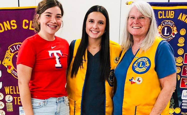 At the Monday, July 7 meeting of the Wellington Lions Club, the 2024-2025 Sweetheart Mallory O’Rear bid the club farwell, expressing her appreciation for the kindness and support she has received this past program year. From left: 2025-2026 Sweetheart Treylea Wiebe, O’Rear, Boss Lion Lori O’Rear. The Red River Sun/Bev Odom