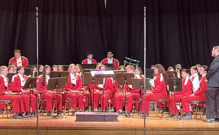 Under the direction of Matthew Newsom assisted by Harley Warrick, the 59-piece Rocket Regiment earns a Division II rating in both concert and sight reading at the Wednesday, March 4 UIL contest in Panhandle. Natasha Mixon
